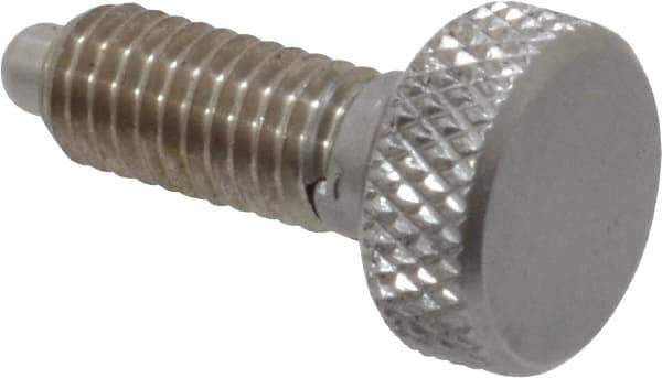 Vlier - 10-32, 0.4" Thread Length, 0.104" Max Plunger Diam, 0.5 Lb Init to 3 Lb Final End Force, Knob Handle Plunger - Knurled Knob, 0.46" Body Length, 0.4" Length Under Head/Shoulder, 3/32" Plunger Projection - Eagle Tool & Supply