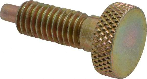Vlier - 3/8-16, 3/4" Thread Length, 0.185 to 0.186" Max Plunger Diam, 0.5 Lb Init to 3 Lb Final End Force, Locking Knob Handle Plunger - Knurled Knob, 0.97" Length Under Head/Shoulder, 0.22" Plunger Projection - Eagle Tool & Supply