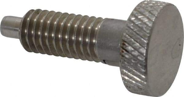 Vlier - 3/8-16, 3/4" Thread Length, 0.185 to 0.186" Max Plunger Diam, 0.5 Lb Init to 3 Lb Final End Force, Locking Knob Handle Plunger - Knurled Knob, 0.97" Length Under Head/Shoulder, 0.22" Plunger Projection - Eagle Tool & Supply