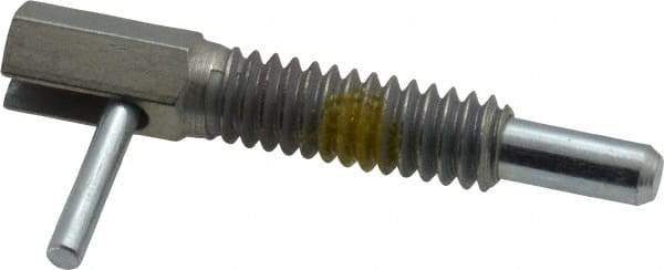 Vlier - 1/4-20, 0.8" Thread Length, 0.16" Plunger Diam, 0.5 Lb Init to 2.5 Lb Final End Force, Steel Locking L Handle Plunger - 1-1/4" Body Length, 0.8" Length Under Head, Locking Element, 0.38" Plunger Projection - Eagle Tool & Supply