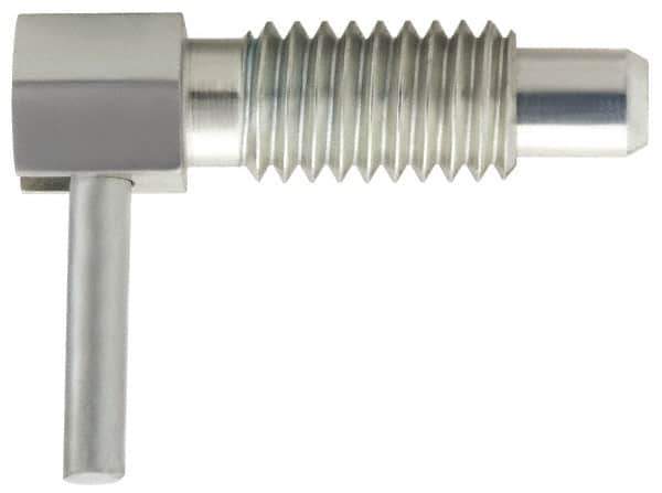 Vlier - 3/8-16, 0.62" Thread Length, 1/4" Plunger Diam, 0.25 Lb Init to 1.25 Lb Final End Force, Steel Locking L Handle Plunger - 1.13" Body Length, 3/4" Length Under Head, 0.3" Plunger Projection - Eagle Tool & Supply