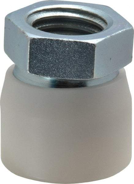 Vlier - 1-8, 1-5/8" Pad Diam, Uncoated Bottom, Steel Toggle Pad - 13/16 Depth, 1-53/64" OAL, 1-3/8" Width Across Flats, Zinc Plated Gold Chromate, 15° Swivel Angle - Eagle Tool & Supply