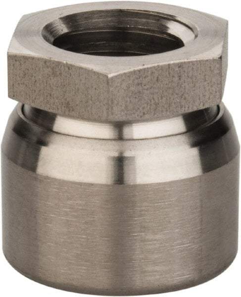 Vlier - 5/8-11, 11/16" Pad Diam, Uncoated Bottom, Stainless Steel Toggle Pad - 7/16 Depth, 1" OAL, 7/8" Width Across Flats, 15° Swivel Angle - Eagle Tool & Supply
