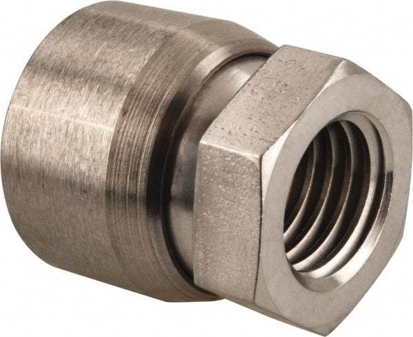 Vlier - 3/4-10, 1-1/4" Pad Diam, Uncoated Bottom, Stainless Steel Toggle Pad - 5/8 Depth, 1-11/32" OAL, 1-1/16" Width Across Flats, 15° Swivel Angle - Eagle Tool & Supply