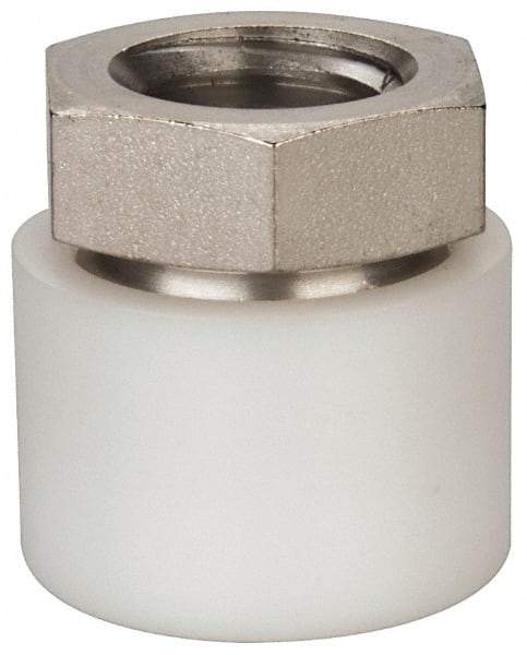 Vlier - 1/2-13, 7/8" Pad Diam, Uncoated Bottom, Stainless Steel Toggle Pad - 7/16 Depth, 15/16" OAL, 3/4" Width Across Flats, 15° Swivel Angle - Eagle Tool & Supply