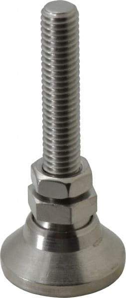 Vlier - 3/8-16 Bolt Thread, Studded Pivotal Stud Mount Leveling Pad & Mount - 3,750 Max Lb Capacity, 1-1/4" Base Diam - Eagle Tool & Supply