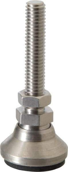 Vlier - 3/8-16 Bolt Thread, Studded Pivotal Stud Mount Leveling Pad & Mount - 3,750 Max Lb Capacity, 1-1/4" Base Diam - Eagle Tool & Supply
