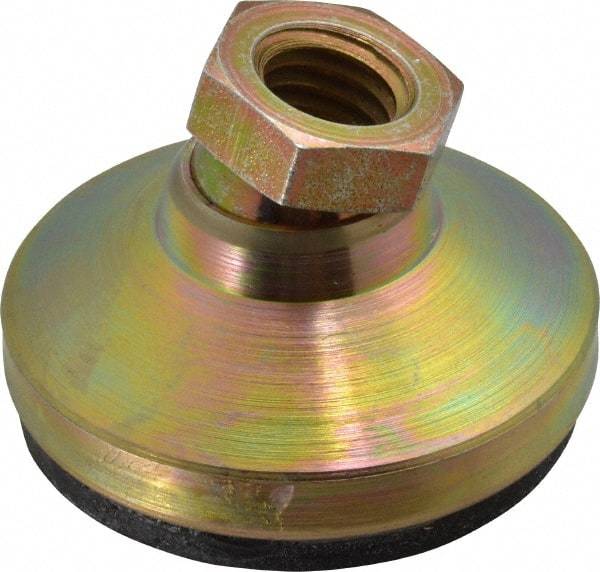 Vlier - 3750 Lb Capacity, 1/2-13 Thread, 1-1/8" OAL, Steel Stud, Tapped Pivotal Socket Mount Leveling Pad - 1-7/8" Base Diam, Elastomer Pad, 3/4" Hex - Eagle Tool & Supply