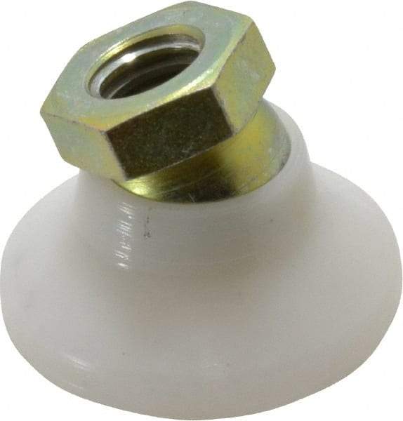 Vlier - 300 Lb Capacity, 3/8-16 Thread, 7/8" OAL, Steel Stud, Tapped Pivotal Socket Mount Leveling Pad - 1-1/4" Base Diam, Delrin Pad, 5/8" Hex - Eagle Tool & Supply