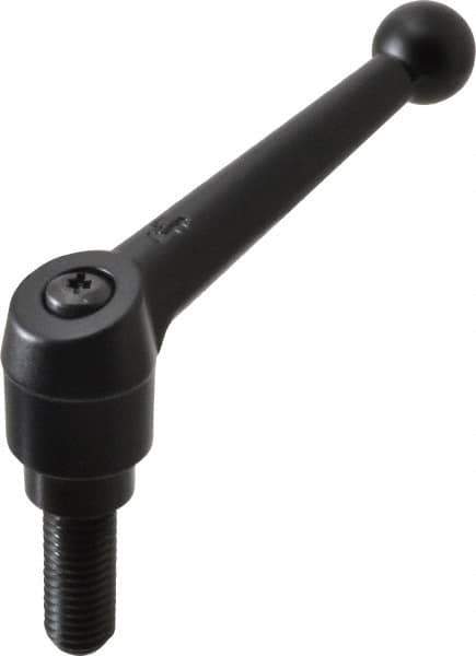 KIPP - 5/8-11, 1.18" Hub Diam, Zinc Die Cast (Steel Components) Threaded Stud Adjustable Clamping Lever - 1.57" Stud Length, 4.96" OAL, 3.11" High - Eagle Tool & Supply
