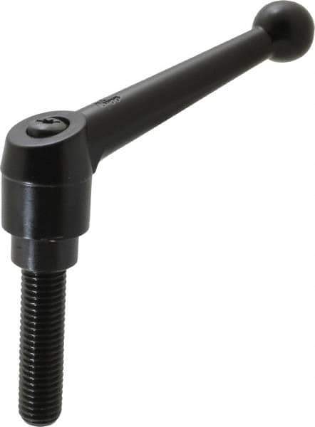 KIPP - 5/8-11, 1.18" Hub Diam, Zinc Die Cast (Steel Components) Threaded Stud Adjustable Clamping Lever - 2.36" Stud Length, 4.96" OAL, 3.11" High - Eagle Tool & Supply