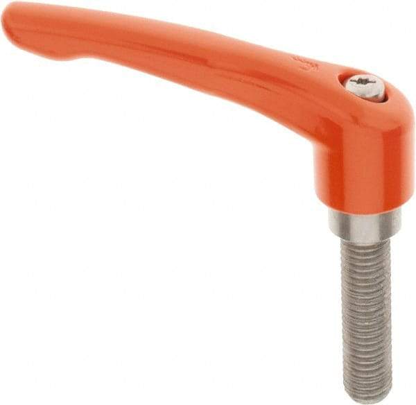 KIPP - 5/8-11, 1.22" Hub Diam, Zinc Die Cast (Stainless Steel Components) Threaded Stud Adjustable Clamping Lever - 2.36" Stud Length, 4.96" OAL, 2.87" High - Eagle Tool & Supply