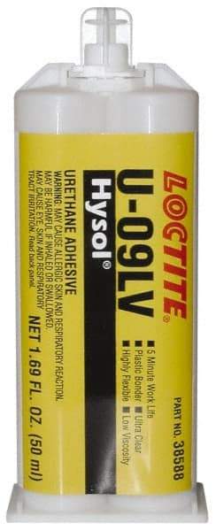 Loctite - 50 mL Cartridge Two Part Epoxy - 10 min Working Time, 1,146 psi Shear Strength, Series U-09LV - Eagle Tool & Supply