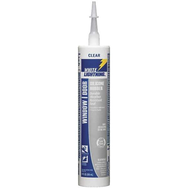 White Lightning - 10 oz Cartridge Clear RTV Silicone Joint Sealant - -80 to 450°F Operating Temp, 30 min Tack Free Dry Time, 24 hr Full Cure Time - Eagle Tool & Supply