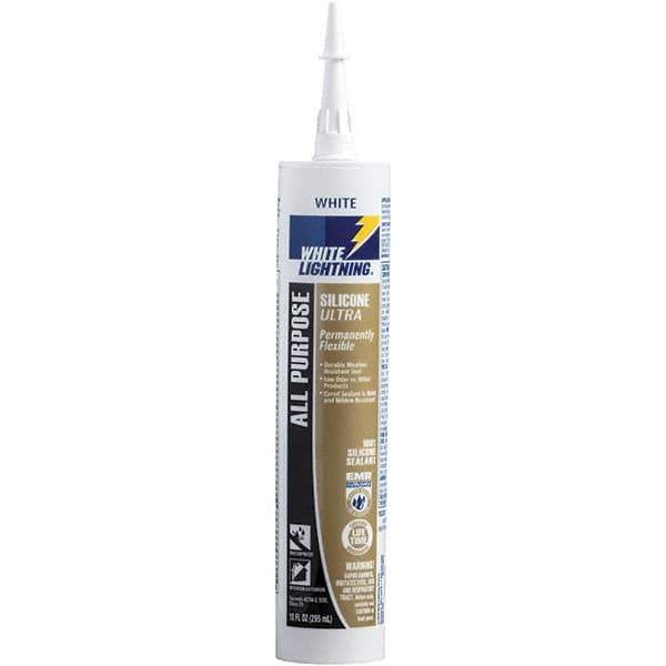White Lightning - 10 oz Cartridge White RTV Silicone Caulk - 150°F Max Operating Temp - Eagle Tool & Supply