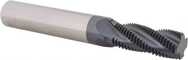 Scientific Cutting Tools - 9/16-20 UN, 0.45" Cutting Diam, 4 Flute, Solid Carbide Helical Flute Thread Mill - Internal/External Thread, 1.12" LOC, 3-1/2" OAL, 1/2" Shank Diam - Eagle Tool & Supply