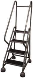 Cotterman - 42" 4 Step MasterStep Rolling Office Ladder - Assembled, 450 Lb Capacity, 36" Platform Height, 26" Base Width x 39" Base Depth, Rubber Matted - Eagle Tool & Supply