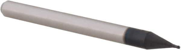 Accupro - 0.022", 0.033" LOC, 1/8" Shank Diam, 1-1/2" OAL, 4 Flute, Solid Carbide Square End Mill - Single End, AlTiN Finish, Spiral Flute, 30° Helix, Centercutting, Right Hand Cut, Right Hand Flute, Series Miniature - Eagle Tool & Supply