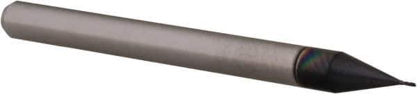 Accupro - 0.013", 0.039" LOC, 1/8" Shank Diam, 1-1/2" OAL, 4 Flute, Solid Carbide Square End Mill - Single End, AlTiN Finish, Spiral Flute, 30° Helix, Centercutting, Right Hand Cut, Right Hand Flute, Series Miniature - Eagle Tool & Supply
