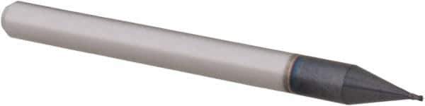 Accupro - 0.018", 0.027" LOC, 1/8" Shank Diam, 1-1/2" OAL, 4 Flute, Solid Carbide Square End Mill - Single End, AlTiN Finish, Spiral Flute, 30° Helix, Centercutting, Right Hand Cut, Right Hand Flute, Series Miniature - Eagle Tool & Supply
