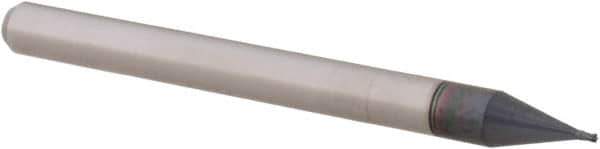 Accupro - 0.02", 0.03" LOC, 1/8" Shank Diam, 1-1/2" OAL, 4 Flute, Solid Carbide Square End Mill - Single End, AlTiN Finish, Spiral Flute, 30° Helix, Centercutting, Right Hand Cut, Right Hand Flute, Series Miniature - Eagle Tool & Supply