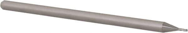 Accupro - 0.03", 0.045" LOC, 1/8" Shank Diam, 2-1/2" OAL, 3 Flute, Solid Carbide Square End Mill - Single End, Uncoated, Spiral Flute, 30° Helix, Centercutting, Right Hand Cut, Right Hand Flute, Series Miniature - Eagle Tool & Supply