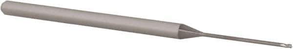 Accupro - 0.035", 0.052" LOC, 1/8" Shank Diam, 2-1/2" OAL, 3 Flute, Solid Carbide Square End Mill - Single End, Uncoated, Spiral Flute, 30° Helix, Centercutting, Right Hand Cut, Right Hand Flute, Series Miniature - Eagle Tool & Supply