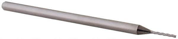 Accupro - 0.035", 0.28" LOC, 1/8" Shank Diam, 2-1/2" OAL, 3 Flute, Solid Carbide Square End Mill - Single End, Uncoated, Spiral Flute, 30° Helix, Centercutting, Right Hand Cut, Right Hand Flute, Series Miniature - Eagle Tool & Supply