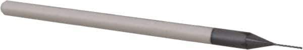 Accupro - 0.0156", 0.187" LOC, 1/8" Shank Diam, 2-1/2" OAL, 3 Flute, Solid Carbide Square End Mill - Single End, AlTiN Finish, Spiral Flute, 30° Helix, Centercutting, Right Hand Cut, Right Hand Flute, Series Miniature - Eagle Tool & Supply