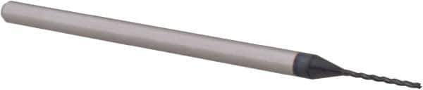 Accupro - 0.0312", 3/8" LOC, 1/8" Shank Diam, 2-1/2" OAL, 3 Flute, Solid Carbide Square End Mill - Single End, AlTiN Finish, Spiral Flute, 30° Helix, Centercutting, Right Hand Cut, Right Hand Flute, Series Miniature - Eagle Tool & Supply