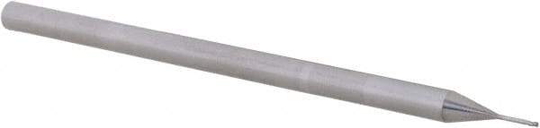 Accupro - 0.02", 3 Flute, Single End, Solid Carbide, 0.005" Corner Radius End Mill - 2-1/2" OAL, 30° Helix, Right Hand Flute, 0.03" LOC, Right Hand Cut, 0.16" Extended Reach - Eagle Tool & Supply