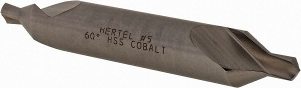 Hertel - #5 Plain Cut 60° Incl Angle Cobalt Combo Drill & Countersink - Eagle Tool & Supply