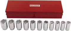 Proto - 11 Piece 3/4" Drive Deep Socket Set - 6 Points, 7/8 to 1-5/8", Inch Measurement Standard - Eagle Tool & Supply