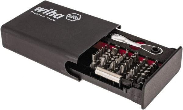 Wiha - 38 Piece, Screwdriver Tamperproof Bit Set - #1 & #2 Phillips, Tamperproof 5/64 to 5/32" Hex, Tamperproof TR8 to TR40 Torx, #0, #1, #2 & #3 Pozidriv, #1, #2 & #3 Square Recess, 6.5 & 8mm Slotted, #1, #2, #3 & #4 Tri-Wing, #4, #6, #8 & #10 Spanner - Eagle Tool & Supply
