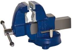 Gibraltar - 3-1/2" Jaw Width x 4" Jaw Opening Capacity, 4-1/2" Throat Depth, Bench & Pipe Combination Vise - 1/8 to 2-1/2" Pipe Capacity, Swivel Base, Bolt Down Attachment, Ductile Iron - Eagle Tool & Supply