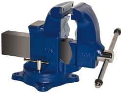 Gibraltar - 5" Jaw Width x 7-1/2" Jaw Opening Capacity, 6" Throat Depth, Bench & Pipe Combination Vise - 1/8 to 4-1/2" Pipe Capacity, Swivel Base, Bolt Down Attachment, Ductile Iron - Eagle Tool & Supply