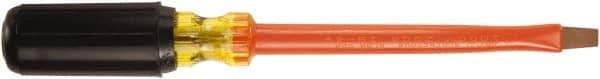 Ampco - 5/16" Blade Width, 10-1/4" OAL Standard Slotted Screwdriver - 6" Blade Length, Round Shank, Acetate with Rubber Grip Handle - Eagle Tool & Supply