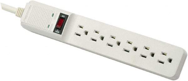FELLOWES - 6 Outlets, 120 Volts, 15 Amps, 15' Cord, Surge Power Outlet Strip - Floor Mount, 5-15R NEMA Configuration - Eagle Tool & Supply