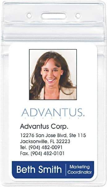 ADVANTUS - Various Attachment Types Badge Holder - Clear - Eagle Tool & Supply