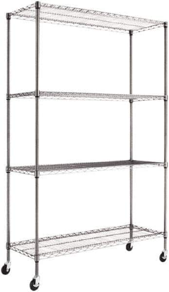 ALERA - 4 Shelf Wire Shelving Unit - 18" Deep x 72" High, - Eagle Tool & Supply