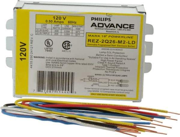 Philips Advance - 2 Lamp, 120 Volt, 0.48 Amp, 0 to 39 Watt, Programmed Start, Electronic, Dimmable Fluorescent Ballast - 1.00/0.05 Ballast Factor - Eagle Tool & Supply