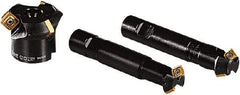 Seco - 45° Lead Angle, 39mm Max Cut Diam, 25mm Min Cut Diam, 7mm Max Depth of Cut, Indexable Chamfer and Angle End Mill - 2 Inserts, SPMX 12T3.. Insert Style, 130mm Overall Length, Straight Shank - Eagle Tool & Supply