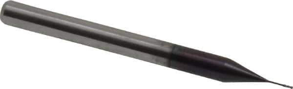 Accupro - 0.015", 0.045" LOC, 1/8" Shank Diam, 1-1/2" OAL, 4 Flute, Solid Carbide Square End Mill - Single End, AlTiN Finish, Spiral Flute, 30° Helix, Centercutting - Eagle Tool & Supply