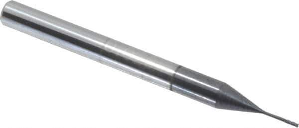 Accupro - 0.02", 0.06" LOC, 1/8" Shank Diam, 1-1/2" OAL, 4 Flute, Solid Carbide Square End Mill - Single End, AlTiN Finish, Spiral Flute, 30° Helix, Centercutting, Series Miniature - Eagle Tool & Supply