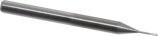 Accupro - 0.02" Diam, 0.06" LOC, 2 Flute Solid Carbide Ball End Mill - Uncoated, Single End, 1-1/2" OAL, 1/8" Shank Diam, Spiral Flute - Eagle Tool & Supply