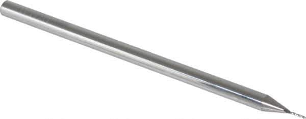 Accupro - 0.02" Diam, 0.1" LOC, 3 Flute Solid Carbide Ball End Mill - Uncoated, Single End, 2-1/2" OAL, 1/8" Shank Diam, Spiral Flute - Eagle Tool & Supply