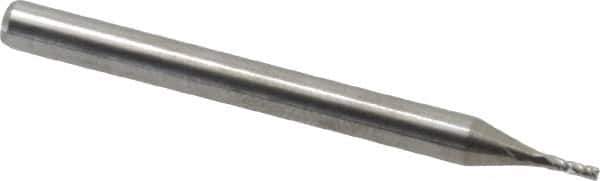 Accupro - 0.035", 4 Flute, Single End, Solid Carbide, 0.005" Corner Radius End Mill - 1-1/2" OAL, 30° Helix, Right Hand Flute, 0.11" LOC, Right Hand Cut - Eagle Tool & Supply