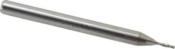 Accupro - 0.035", 2 Flute, Single End, Solid Carbide, 0.01" Corner Radius End Mill - 1-1/2" OAL, 30° Helix, Right Hand Flute, 0.105" LOC, Right Hand Cut - Eagle Tool & Supply