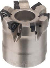 Seco - 6 Inserts, 1-1/2" Cut Diam, 3/4" Arbor Diam, 0.157" Max Depth of Cut, Indexable Square-Shoulder Face Mill - 1.57" High, XNEX 04.. Insert Compatibility, Through Coolant, Series R220.96 - Eagle Tool & Supply