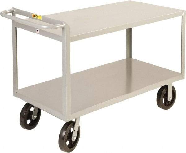 Little Giant - 2,000 Lb Capacity, 30" Wide x 53-1/2" Long x 30" High Shelf Cart - 2 Shelf, Steel, 2 Rigid/2 Swivel Casters - Eagle Tool & Supply